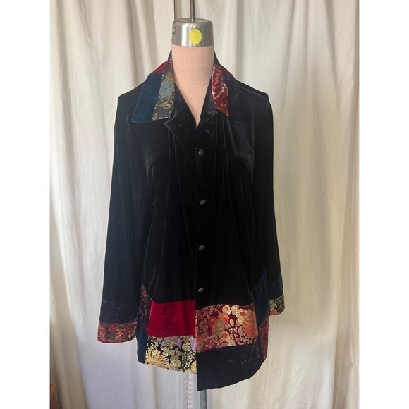 Vintage Womens Velvet Patchwork Jacket Large - Picture 1 of 7
